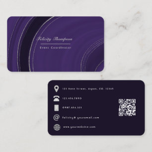 Lila och Silver Agate QR-Affärskort Visitkort