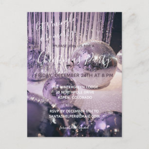 Lila och Silver Baubles jul-inbjudan till Party Vykort