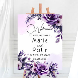 Lila och Silver Blommigt-Accented Ivory Welcome Poster
