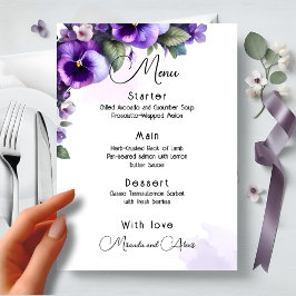 Lila och silver blomsterinspirerad elfenben meny
