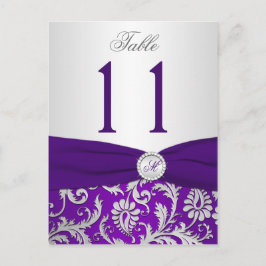 Lila- och Silver-Bordsnummer-kort Vykort