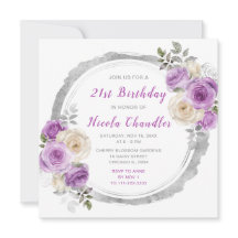 Lila och Silver Elegant Flowers Födelsedagsfest