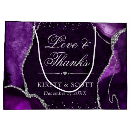 Lila och Silver Glitter Marble Agate Bröllop