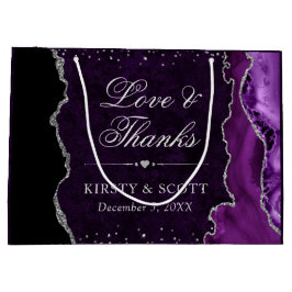 Lila och Silver Glitter Marble Agate Bröllop