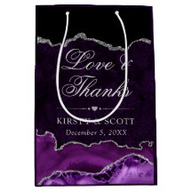 Lila och Silver Glitter Marble Agate Bröllop