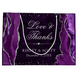 Lila och Silver Glitter Marble Agate Bröllop