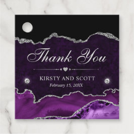 Lila och Silver Glitter Marble Agate Bröllop Gåvor Etiketter