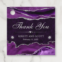 Lila och Silver Glitter Marble Agate Bröllop Gåvor Etiketter