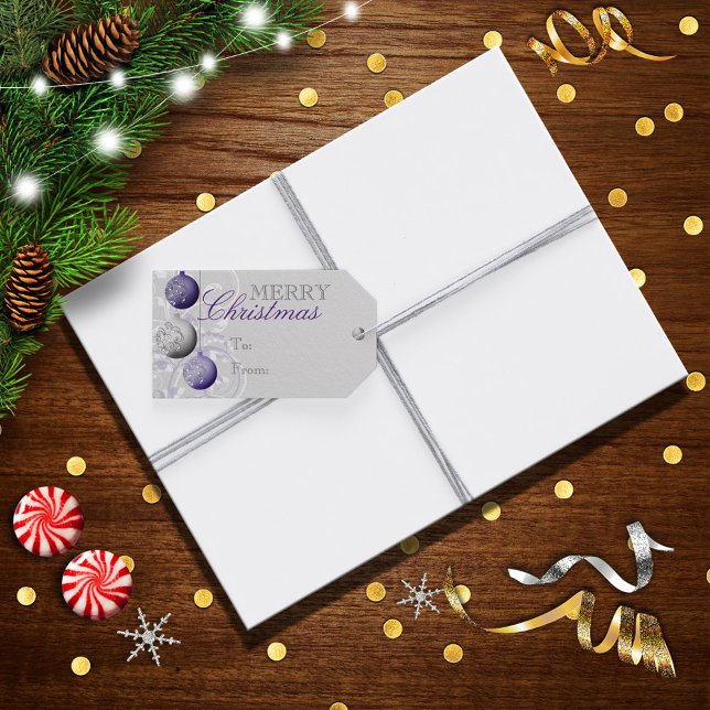 Lila och Silver julafton Presentetikett (Skapare uppladdad)