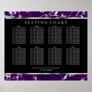 Lila och Silver Marble - 10 Sittplatsdiagram Poster