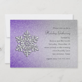 Lila och Silver Snowflake-Julfesten Inbjudningar