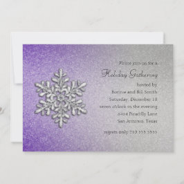 Lila och Silver Snowflake-Julfesten Inbjudningar