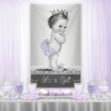 Lila och silver vintage baby shower