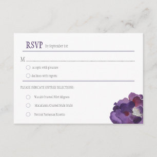 Lila och Silver Watercolor Flowers RSVPs OSA Kort
