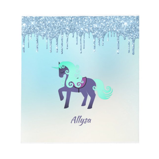 Lila och skalenmajs med faux-droppar Glitter Anteckningsblock (Framsida)