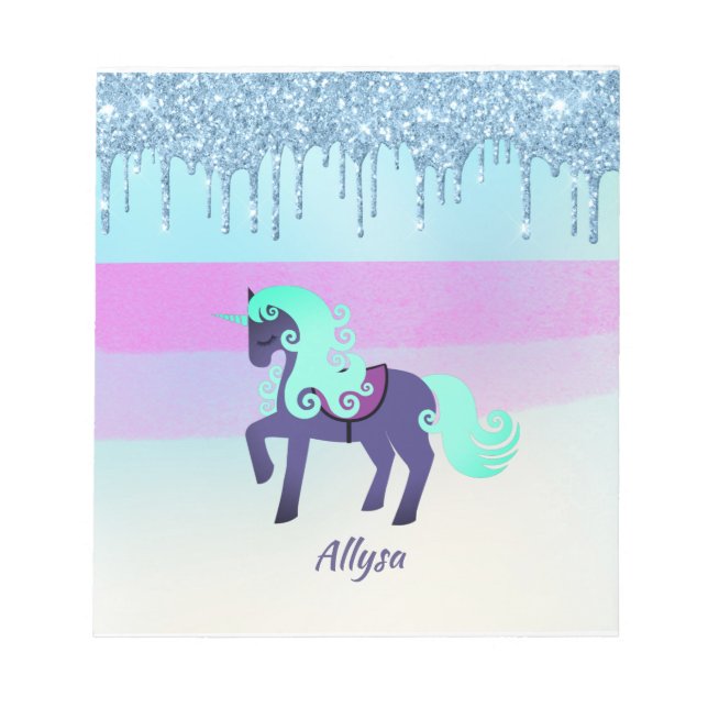 Lila och skalenmajs med faux-droppar Glitter Anteckningsblock (Framsida)
