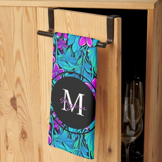 Lila- och slutblommor samt Personlig av oliver Kökshandduk (Thirds Fold)