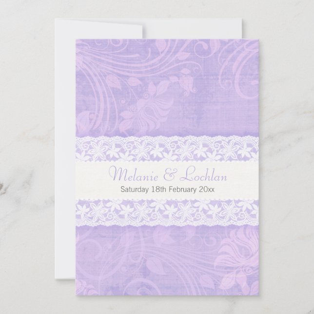 Lila och snöre formella bröllopsinbjudan inbjudningar (Framsida)