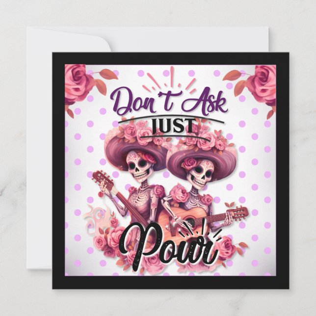 Lila och Söt Sugar Skull Julkort (Framsida)