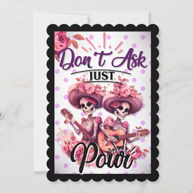 Lila och Söt Sugar Skull Tack Kort (Framsida)