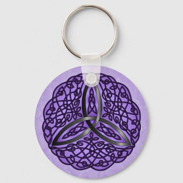 Lila och Svart Celtic Art Trinity Knot Nyckelring (Framsida)