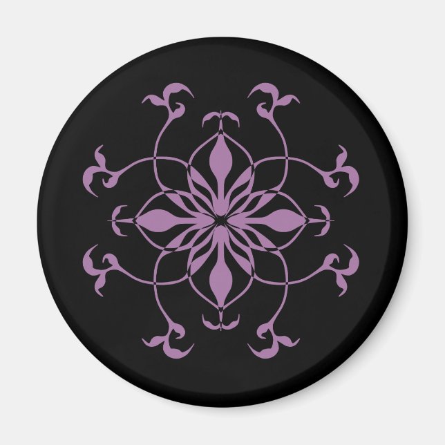 Lila och svart gotisk blomma magnet (Framsidan)