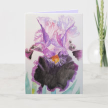 Lila och svart Iris-vattenfärgskort