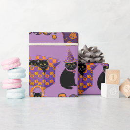 Lila och svart katt / Halloween Boo-hantverk eller Presentpapper