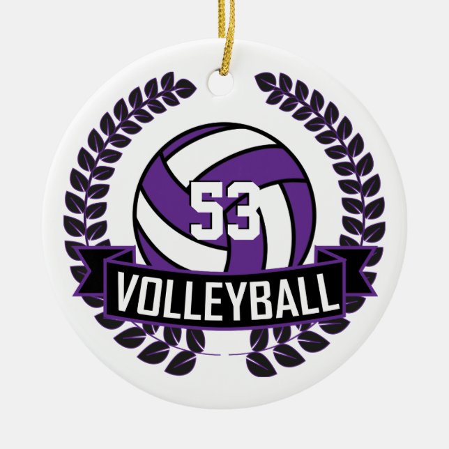 Lila och svart Logotyp 🏐 Volleyball utandning Julgransprydnad Keramik (Framsidan)