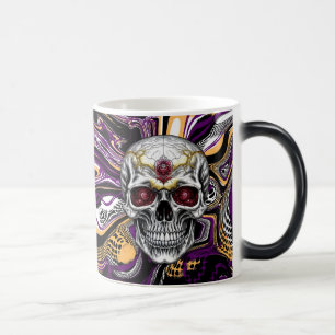 Lila och svart socker skalle Halloween Magisk Mugg