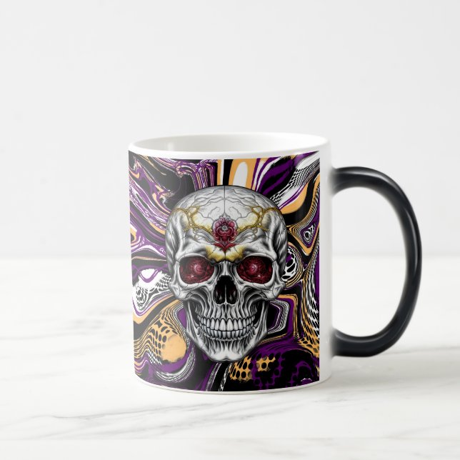 Lila och svart socker skalle Halloween  Magisk Mugg (Höger)