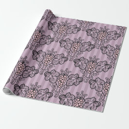 Lila och svart vintage druvmönster presentpapper