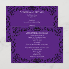 Lila och svart virvel gothic bröllop tilläggskort