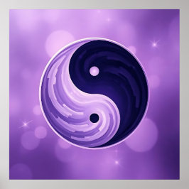 Lila och Svart Yin Yang-symbol Poster