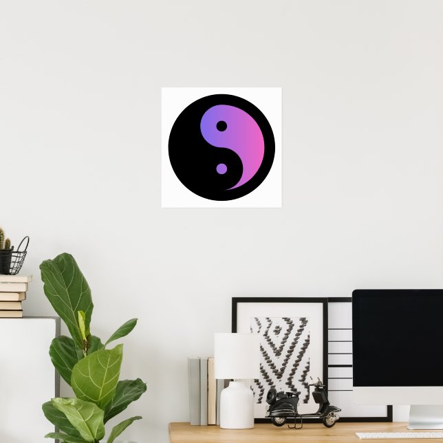 Lila och svart Ying Yang-affisch papper (Matte) Poster (Hemmakontoret)