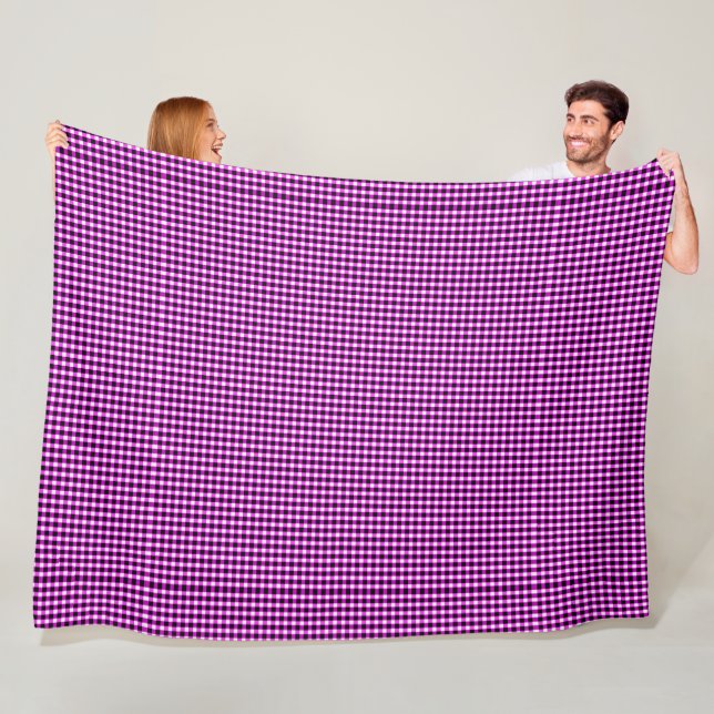 Lila- och svarta kontroller, stor felfri blanket fleecefilt (På plats)