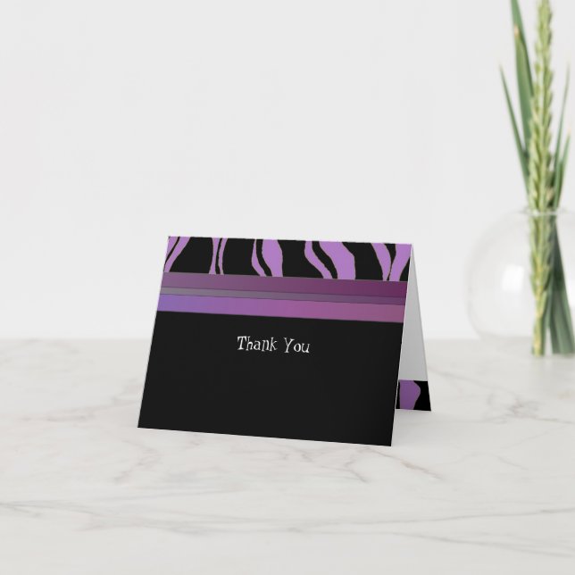 Lila och Svarta Zebra Rand Tack Kort (Framsida)