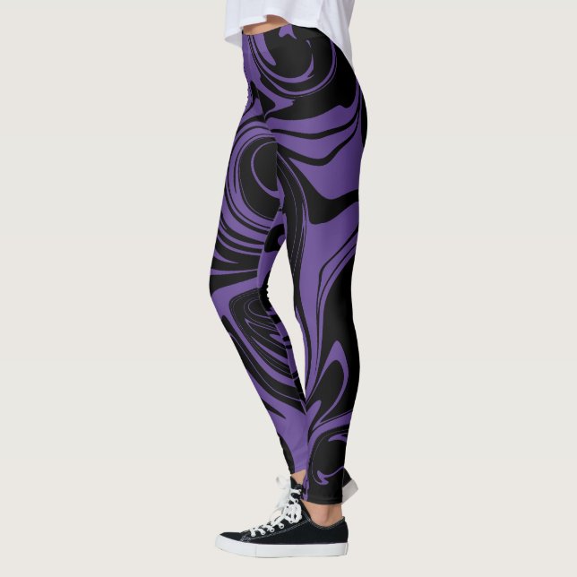 Lila- och svartvångssvängning leggings (Vänster)