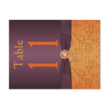 Lila och Tangerine-Bordsnummer-vykort