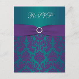 Lila och Teal Damask Wedding OSA kort