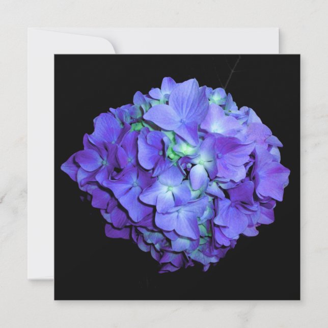 Lila och tealhydrangea, lila blåa blommor inbjudningar (Framsida)