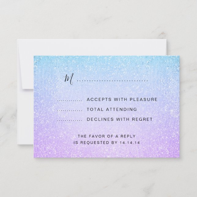 Lila och turkos Bat mitzvah Faux Glitter OSA Kort (Framsida)