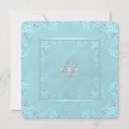 Lila och turkos Bat Mitzvah-inbjudan Inbjudningar