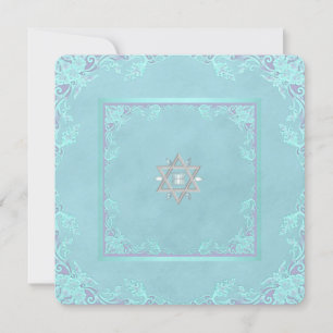 Lila och turkos Bat Mitzvah-inbjudan Inbjudningar