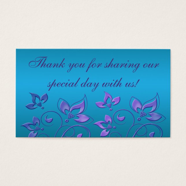 Lila och turkos Blommigt Bröllop för Märkre Visitkort (Framsidan)