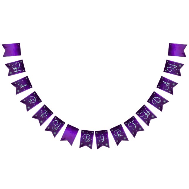 Lila och turkos Fairy Birthday Vimplar (Alla)