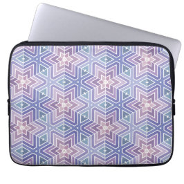 Lila och turkos Geometric Star Maze Mönster Laptop Sleeve