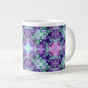Lila och turkos Hippy Fractal Mönster Jumbo Mugg