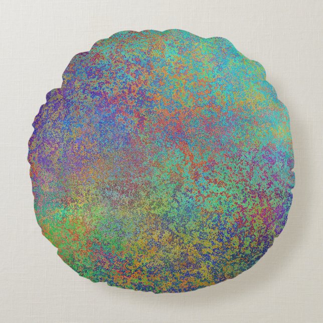 Lila och turkos struktur rund kudde (Framsidan)