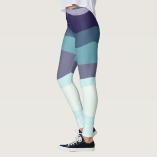 Lila och turkos Vågigt Rand Leggings